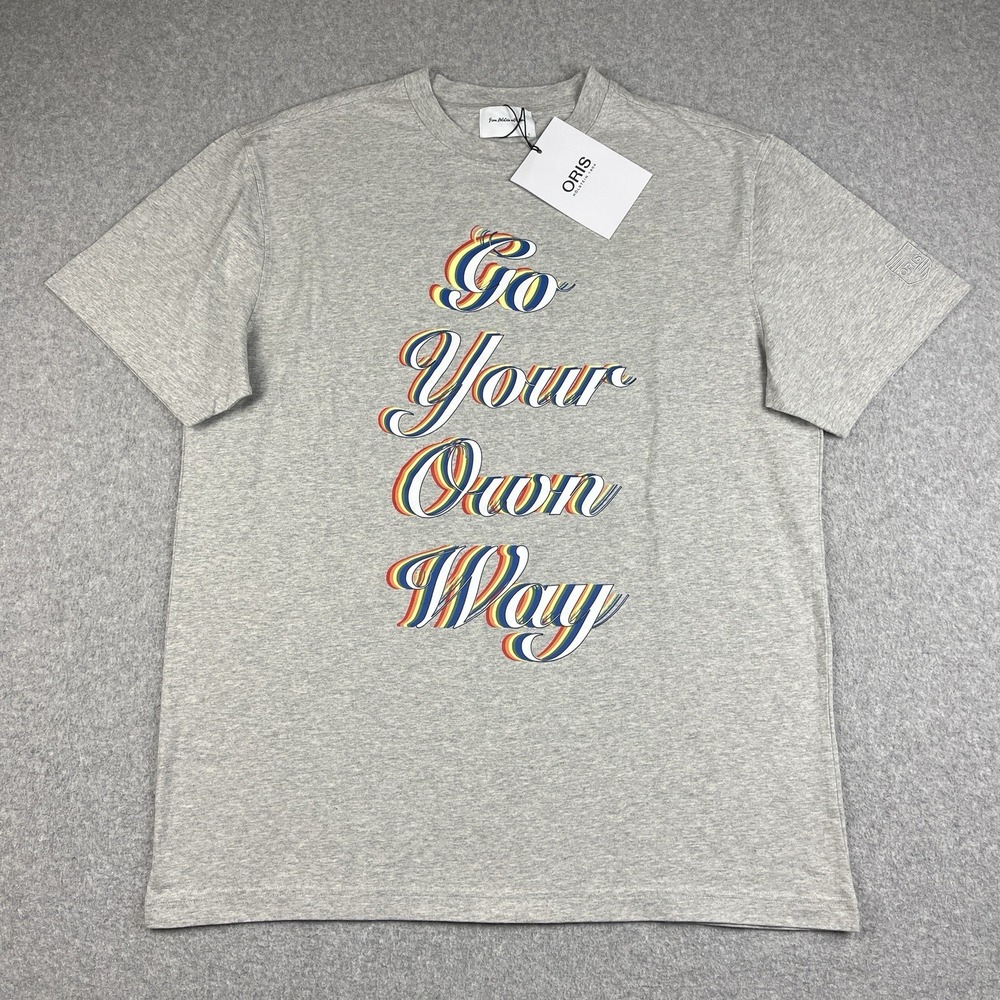 Oris T Shirt Mens Large Hölstein 1904 Go Your Own Way Organic Cotton Gray NWT